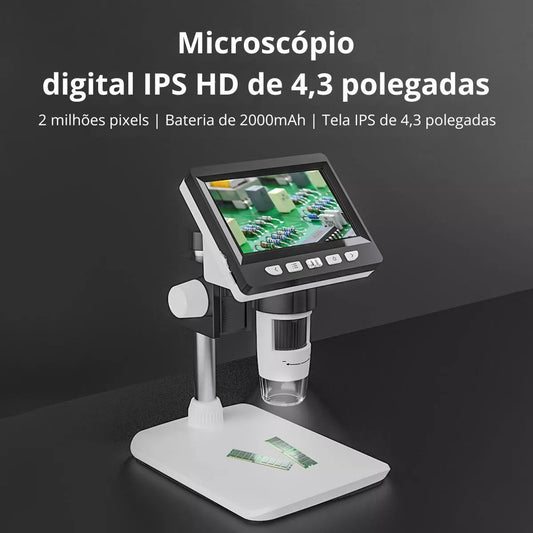 microscópio digital com ampliador 1000x 1080p 4.3 Polegadas